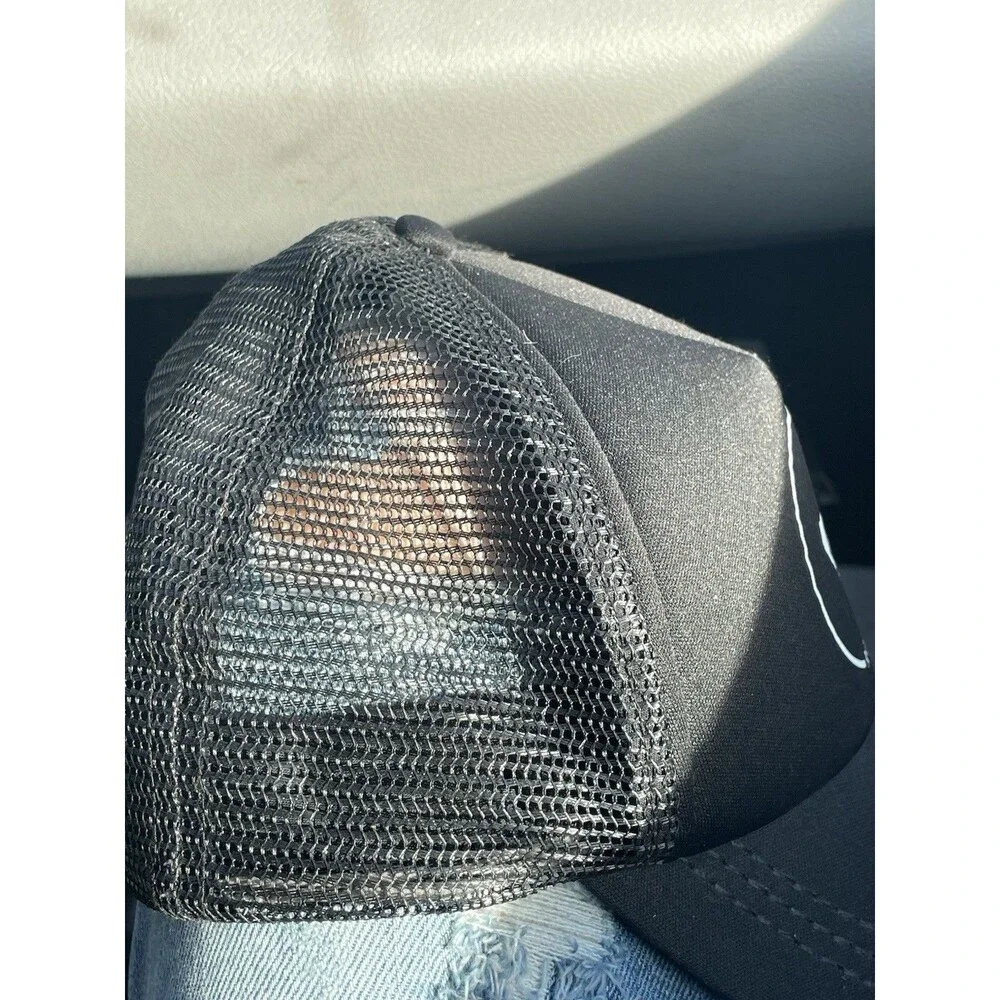 Roxy Women’s Black Trucker Hat Mesh Snapback Cap White Logo Circle Adjustable